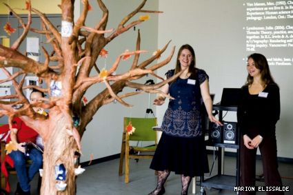 Laurel Hart and Christina Thompson (right) presented their installation <em>Of Roots and Synapses</em> on Nov. 7.